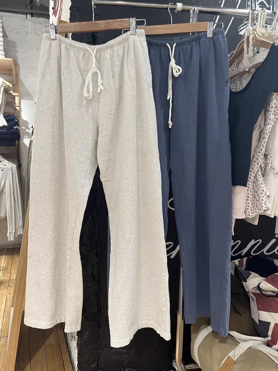Solidne sznurkiem dorywczo proste spodnie dresowe jesień wysokiej talii bawełniane luźne spodnie damskie Streetwear Vintage sportowe długie spodnie