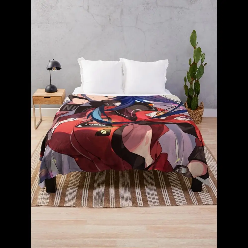Mechanic Anime Girl Throw Blanket  Soft Cozy Plaid Design for Living Room Couch Bed