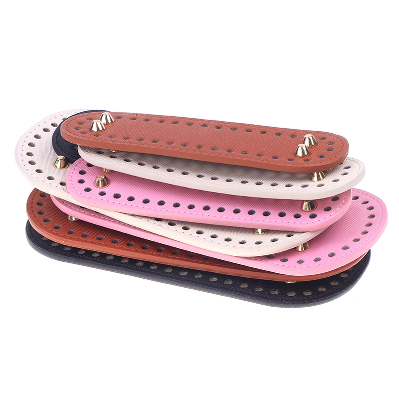 22*10cm Handmade Oval Bottom For Knitted Bag PU Leather Wear-Resistant Accessories Bottom With Holes Diy Crochet Bag Bottom