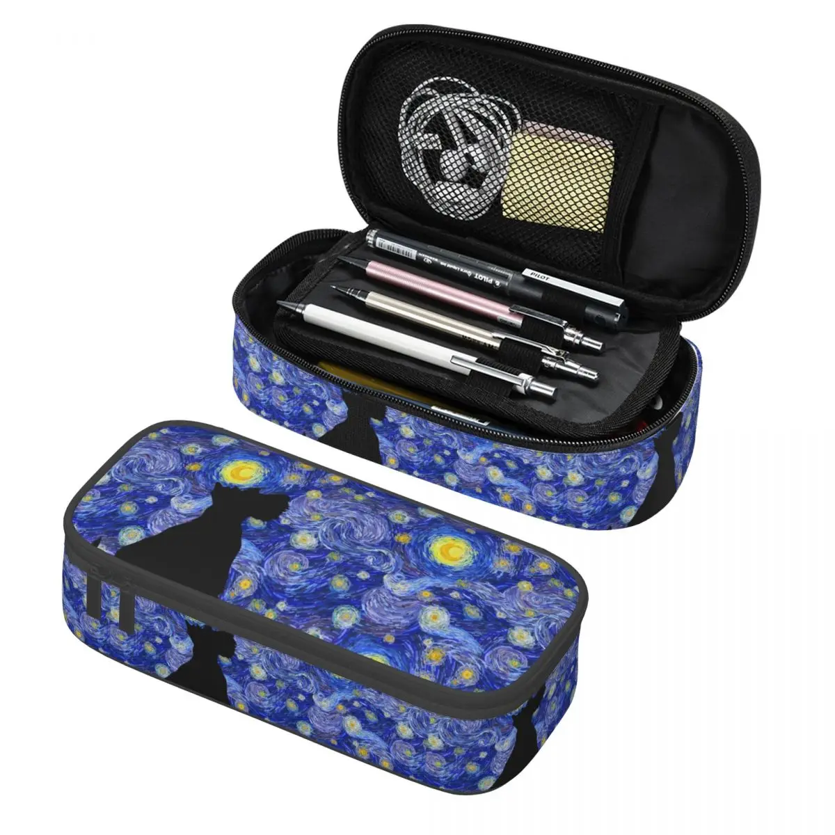 

Custom Scottish Terrier Van Gogh Kawaii Pencil Cases Boys Gilrs Storage Scottie Aesthetic Art Dog Pencil Box Students Stationery