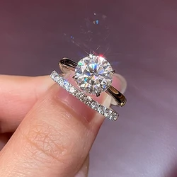 ANZIW 2 carati All Moissanite Ring set da sposa argento 925 Solitaire fidanzamento fedi nuziali e fasce eternità impilabili per le donne