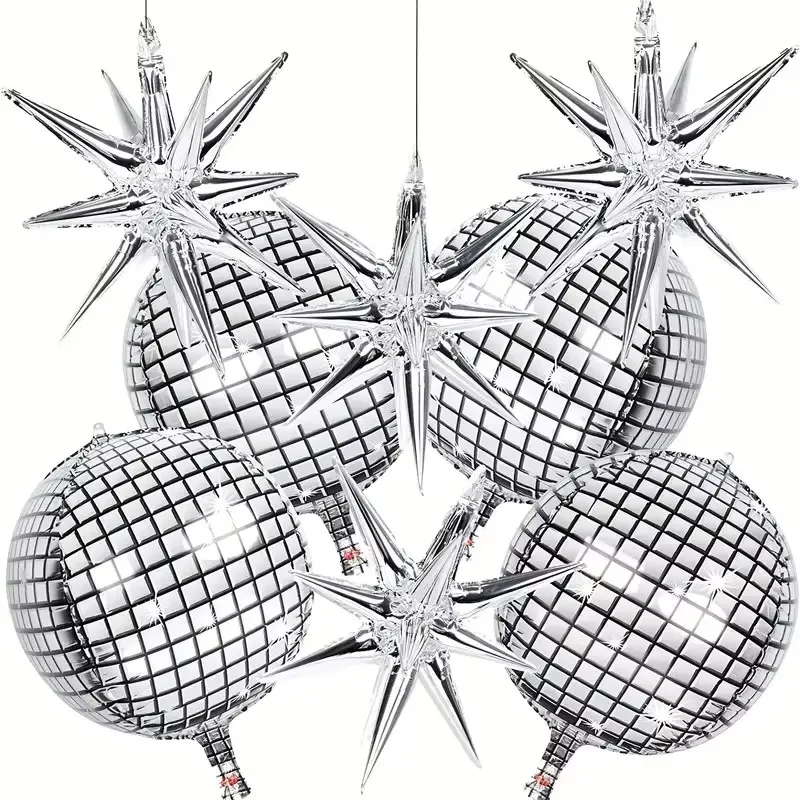 8 stücke 22 Zoll Silber Disco Explosion Stern Aluminium Film Ballon Set Geburtstag Einzel Party Hochzeit Veranstaltungsort Dekoration Luft globos Ball