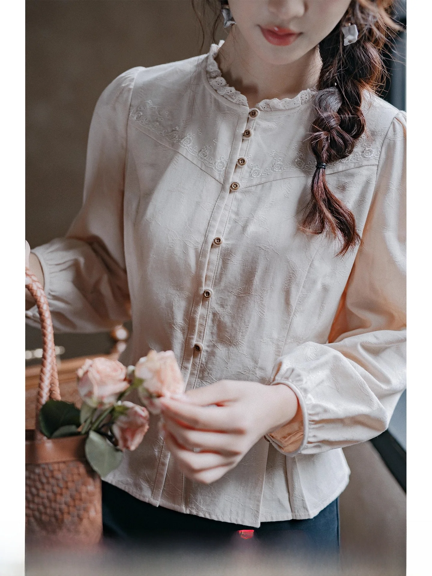 

Женская рубашка Red Tead с длинными рукавами, облегающая, из хлопка и льна, весна-осень, модная, повседневная, удобная, дышащая