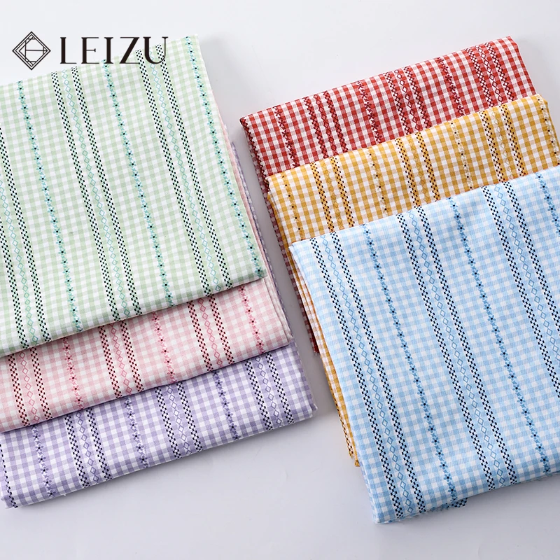 145x50cm Checkered Printed Fabric Colorful Floral Cloth Classic Woven Check for Girls' Dress,Shirt Tablecloth Diy Handmade Craft