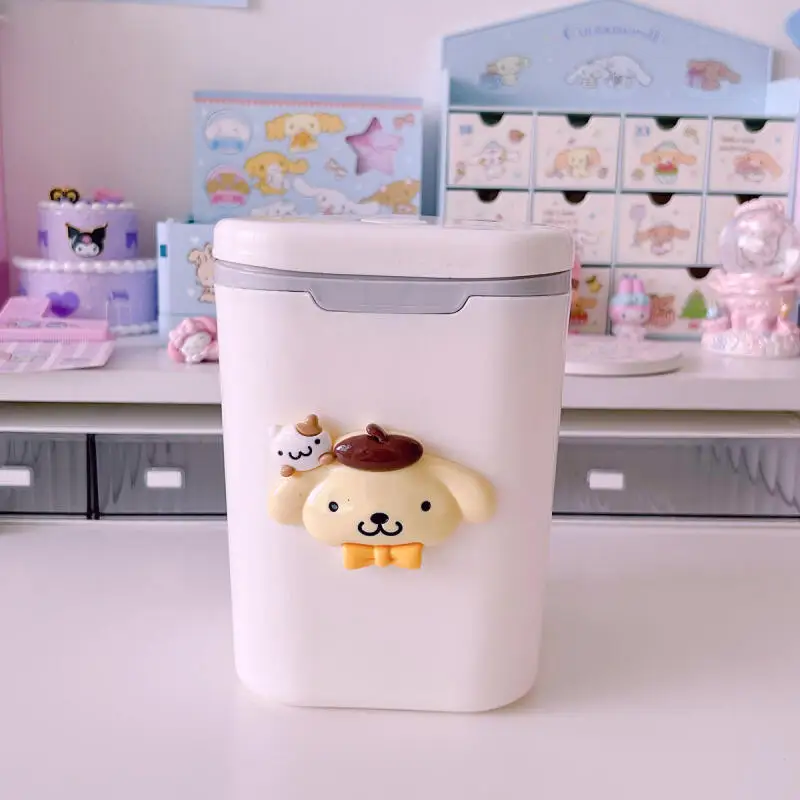 

Sanrios Kawaii Trash Can Hello Kittys Cute Desktop Trash Can Storage Bedside Portable Print Creative Hot Selling High End Gifts