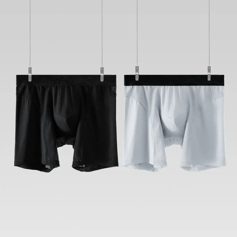 

2PCS Extended athletic briefs Men's boxers Modal anti-wear leg running plus size breathable training boxers