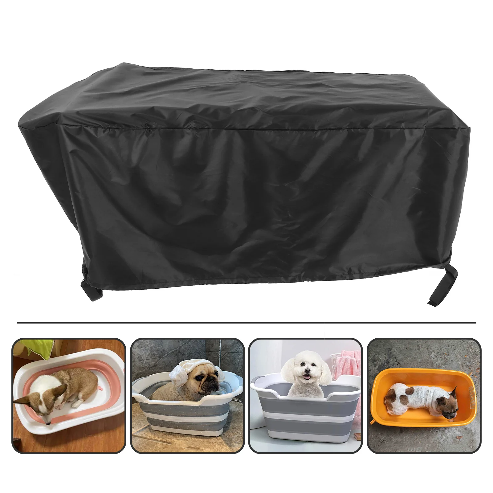 

Pet Bath Cover Foldable Waterproof Dog Bathing Pool Protector Universal Fit Elevated Pet Bathtub Canopy Shelter For Rain Dirt
