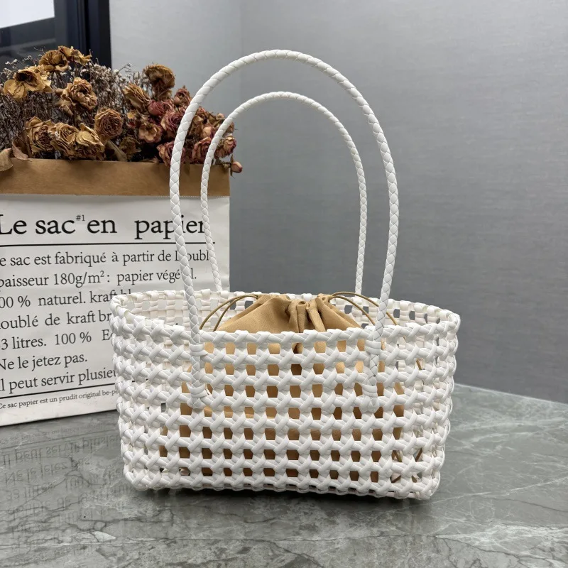 

Женская соломенная сумка-корзина для овощей, летняя пляжная сумка, дизайнерская дорожная сумка, плетеная сумка через плечо из ротанга ручной работы