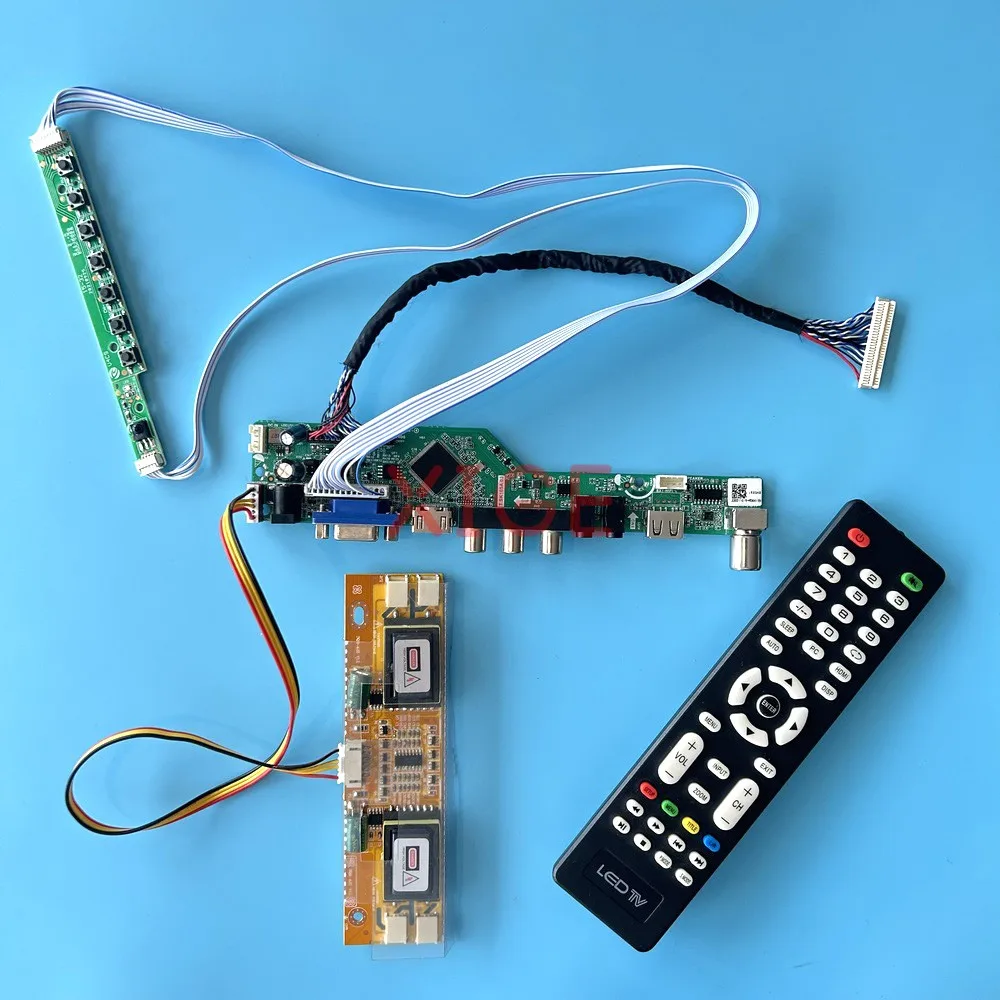 

For HT17E11 HT17E12 HT17E13 LCD Controller Driver Board 1280*1024 30 Pin LVDS TV Analog Display 4CCFL Kit DIY VGA+HDMI+AV+USB+IR