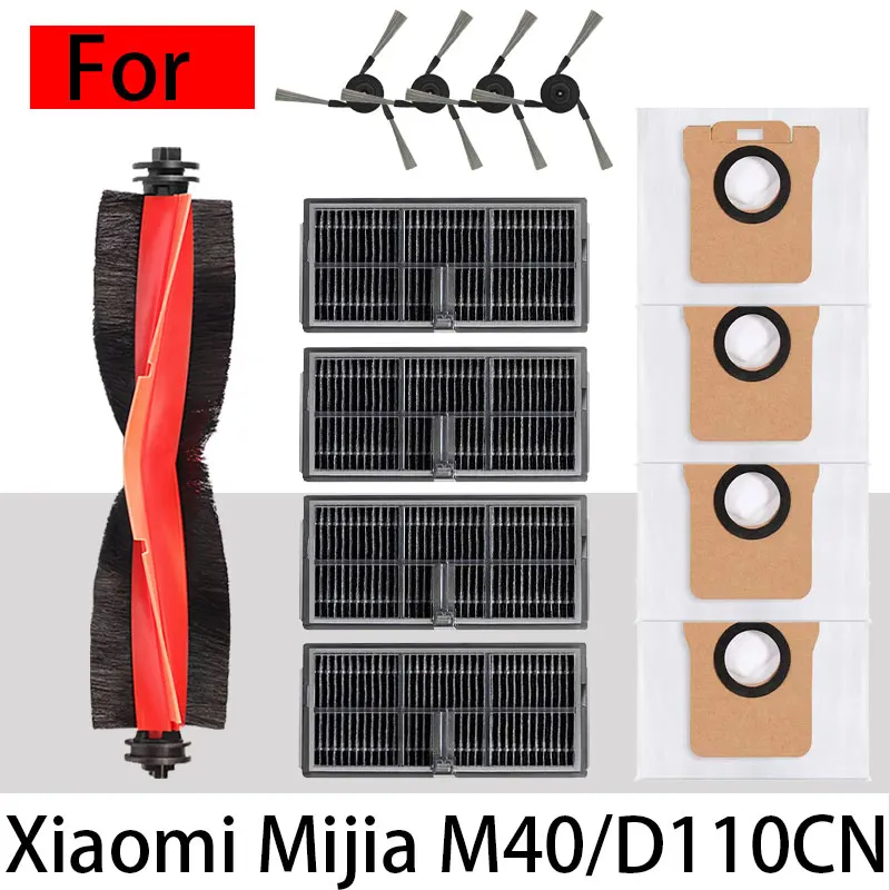 voor Xiaomi Mijia M40 D110CN stofzuiger vervangende onderdelen, rolborstel, randborstel, filter, vod, stofzak,