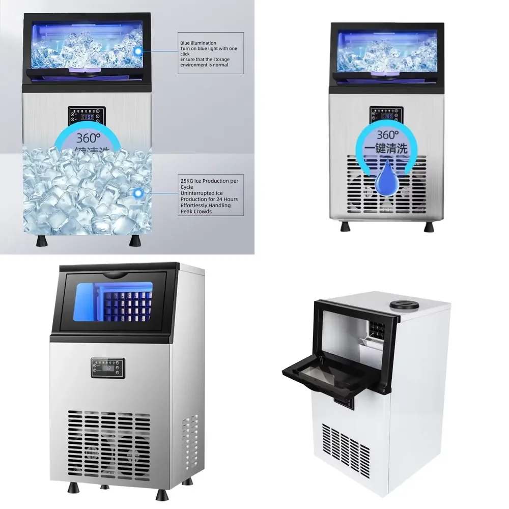 High Quality Professional Commercial Ice Machine 20-30Kg Large Capacity Ice Makers Water Tank Visible Window