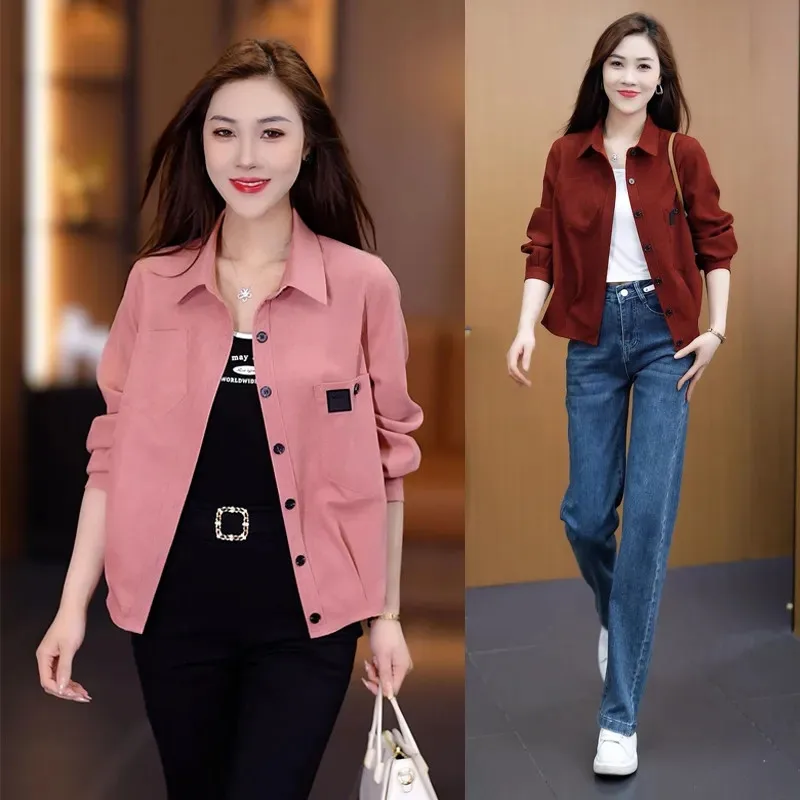 

Short Shirt Jacket Female Spring Autumn 2024 New Fashion Age-Reducing Coat High-Quality Joker Outwear Foreign Style Tops Women's