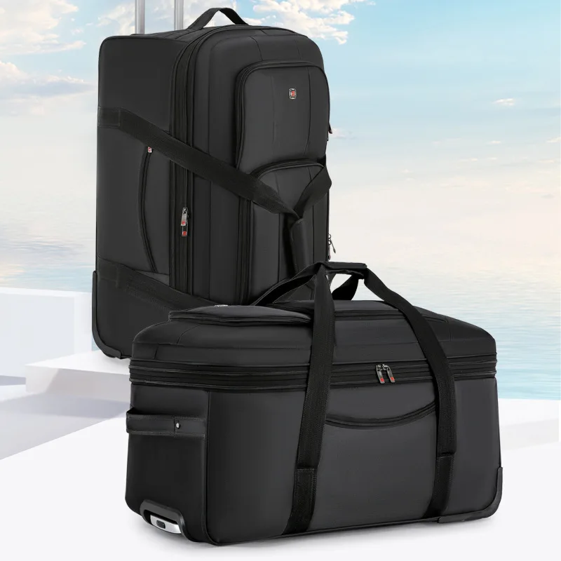 large-capacity-moving-luggage-bag-men's-handheld-dormitory-business-travel-abroad-storage-foldable-pull-bag-wheel-bag