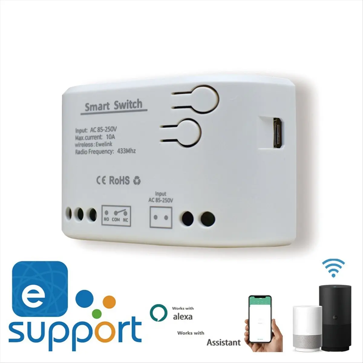 WIFI وحدة تبديل ذكية التيار المتناوب 85-250 فولت بوصة الموقت الذكية التتابع APP تحكم التحكم الصوتي 1-Ch بوصة التتابع #2