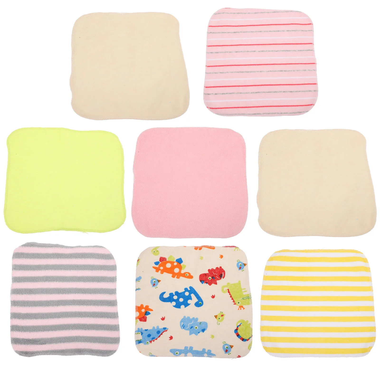 

8pcs Cotton Baby Face Towels Lightweight Soft Absorbent For Infant Hand Body Washing Portable Nursery Bath Shower Wipe