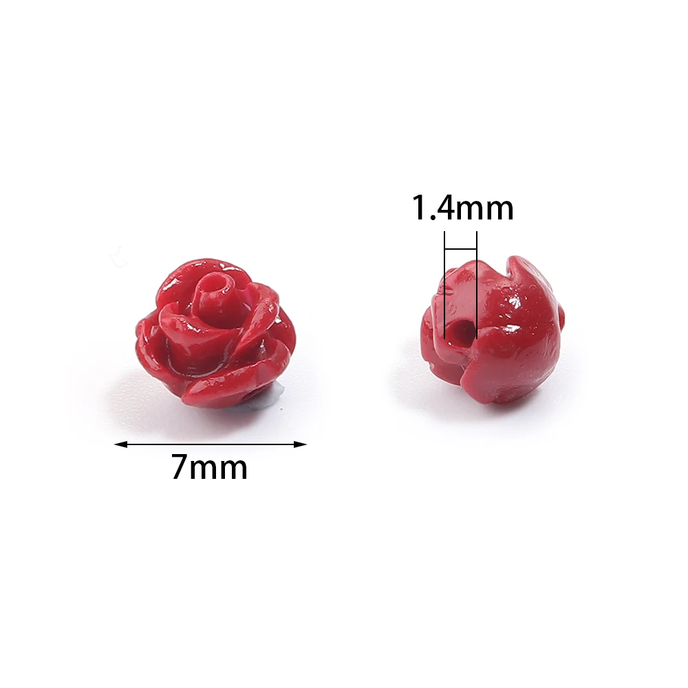 30Pcs/lot 7mm Artificial Camelia Coral Flower Beads Colorful Flower Beads for Earring Bracelet Neckalce Jewelry DIY Accessoires