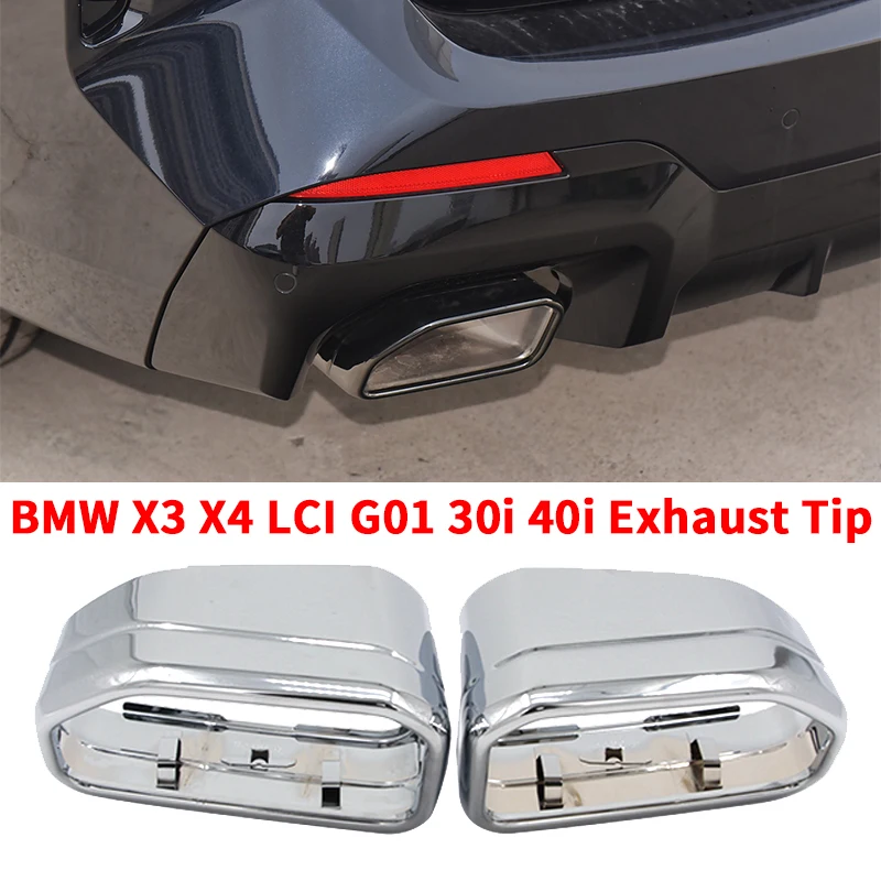

For BMW X3 LCI G01 30i ix eX Car 304 Stainless Steel Exhaust Tip Cover X4 LCI G02 30iX M Sport Muffler Tip Nozzle Exhaust Pipe