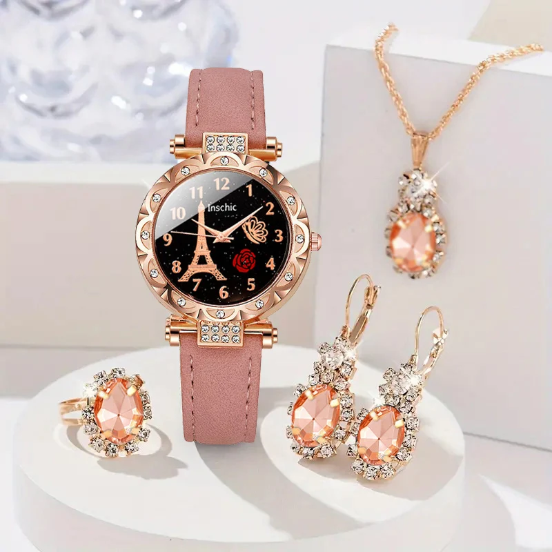 5Pcs Women's Fashion Exquisite Watch Set, Perfect Gift For Family And Friends On Birthday Party, Christmas, Halloween.