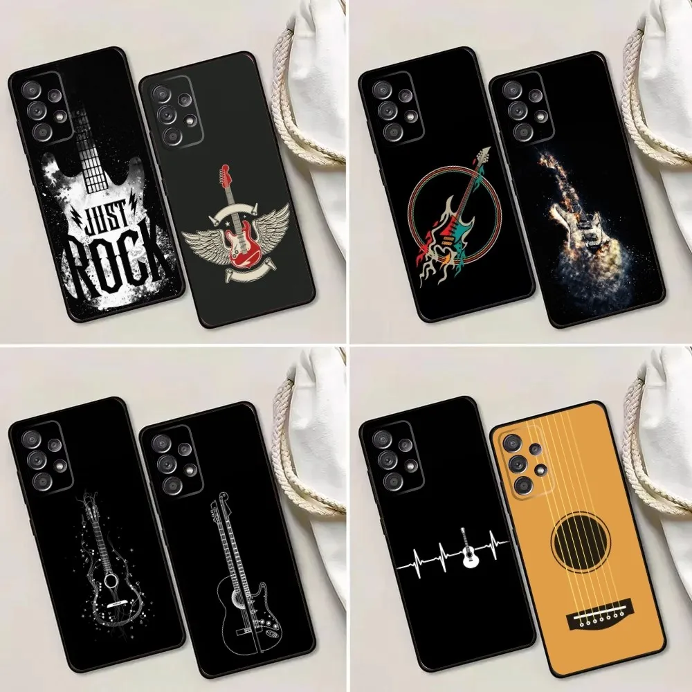 Electric Guitar Music Phone Case For Samsung Galaxy A13,A21s,A22,A31,A32,A52,A53,A71,A80,A91 Soft Black Phone Cover