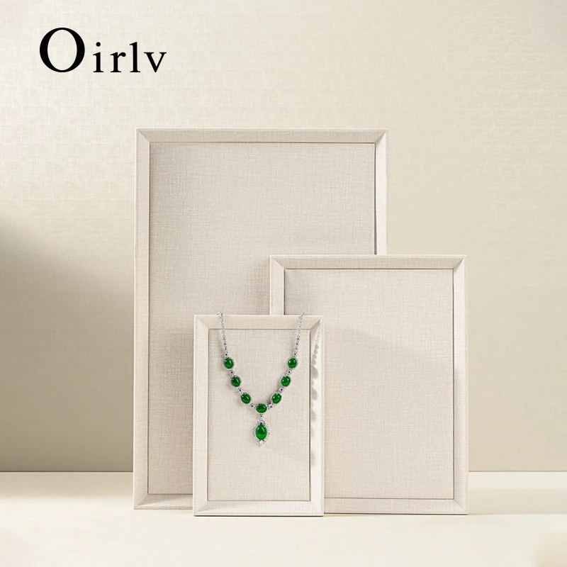 Oirlv Leather Jewelry Display Tray Jewelry Organizer Ring Earring Necklace Bracelet Display Tray Jewelry Props Viewing Pallets