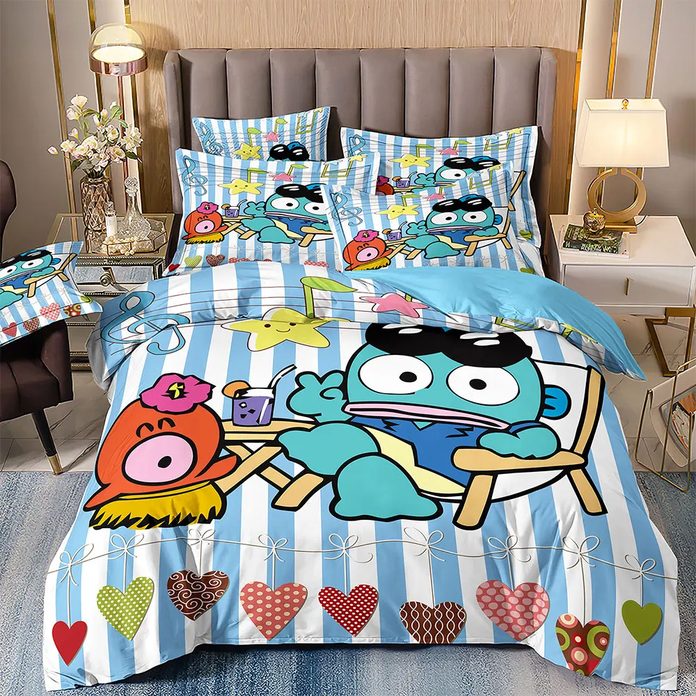 Hangyodon Bedding Sets Sanrio Comforter Bed Cover Duvet Cover Pillow Case 2-3 Pieces Sets Kids Adult Bedroom Decor