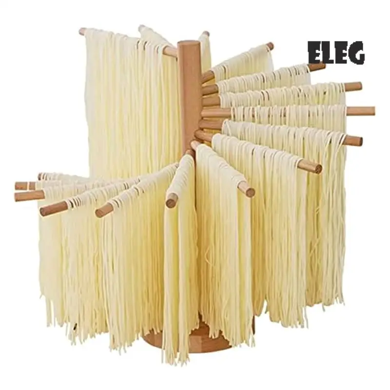 

ELEG-Pasta Drying Rack, Wood Pasta Dryer Rack, Pasta Hanger Rack With 16 Suspension Rods