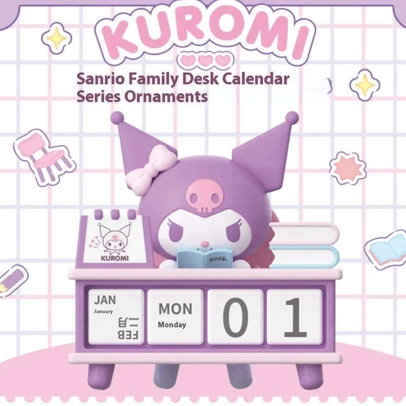 Sanrio Calendario da tavolo Serie Anime Periferico Squisito Kuromi Pochacco Statico Desktop Ornamenti decorativi Regali giocattolo per bambini