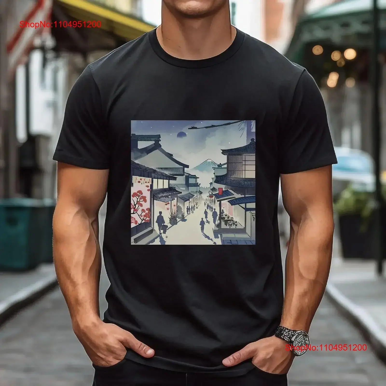 

Traditional Japan Scenic T Shirt Art Streetwear for Birthday Casual Everyday Outfit Floral Pattern vintage Washed homme