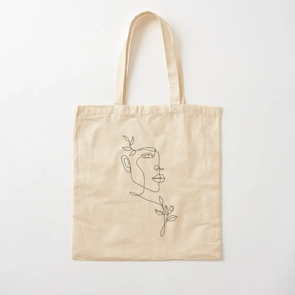 

Minimal Line Art Woman with Flowers I Art Print Tote Bag Большие сумки для женщин Сумки женские экологические сумки sac pour femme