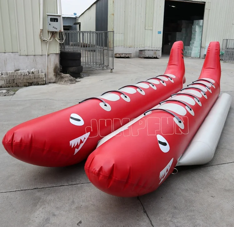 

No Inventory, Customization Required Banana Boat 10 Persons Red Shark Inflates Water Tube Boat 12 Seaters Human Water Sports