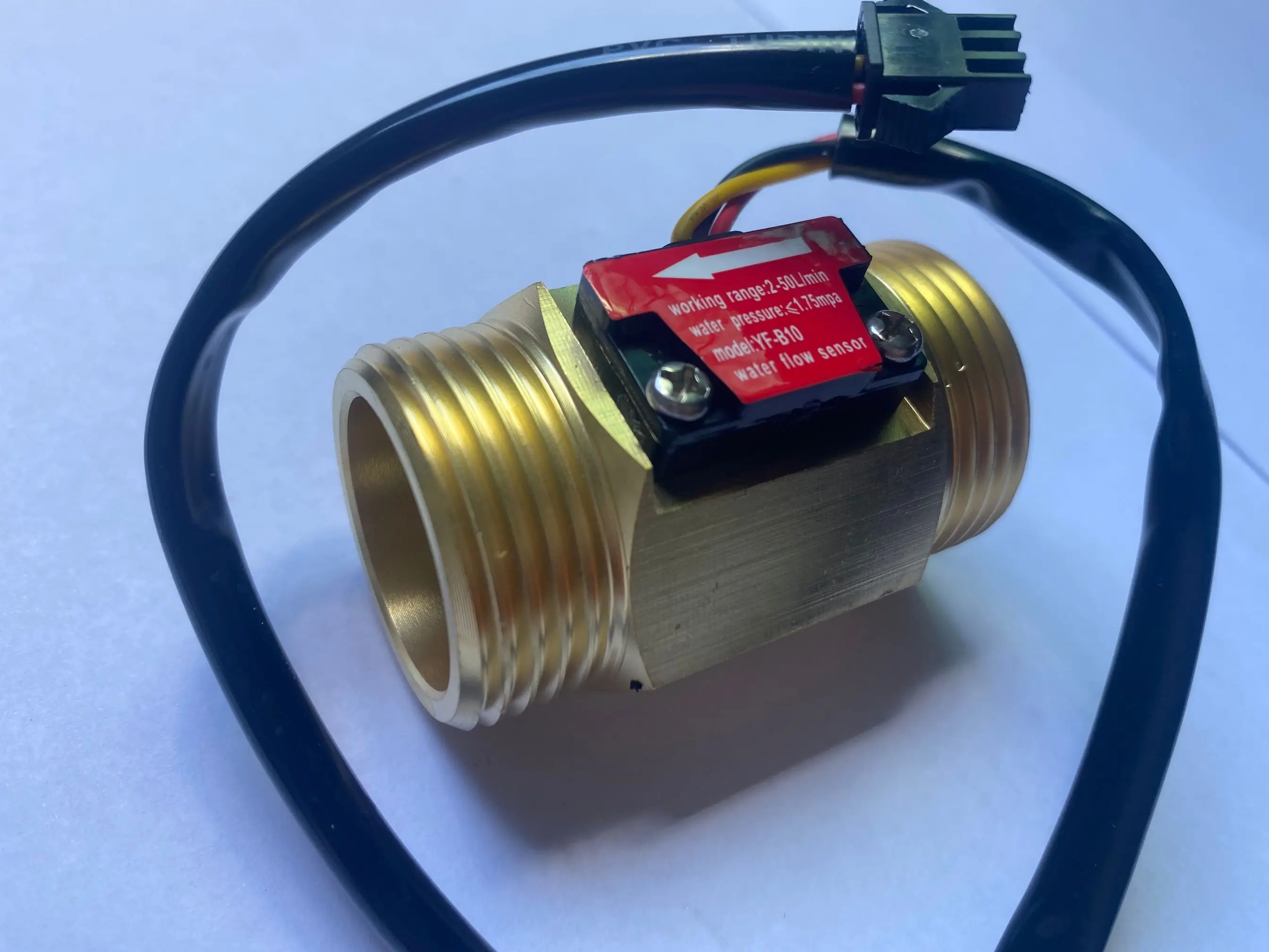 Sensor de flujo de turbina para agua y diésel, medidor de flujo de turbina con efecto Hall DN25, de latón, de 2 a 50l/min, 7V-24V, G1 YF-B10 \