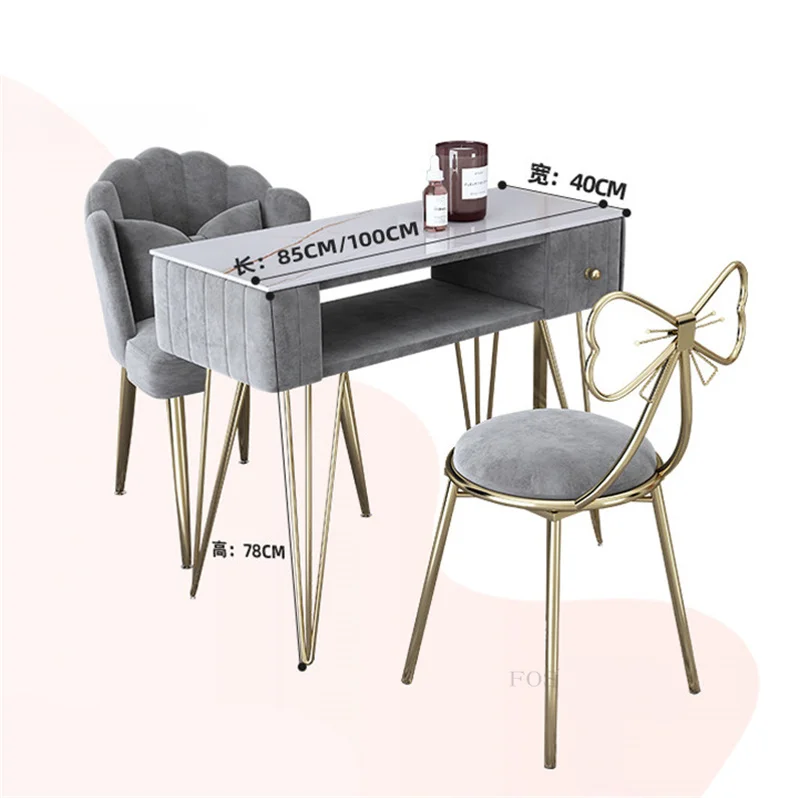 Nordic Leisteen Nagel Tafels Salon Meubels Licht Luxe Enkele En Dubbele Manicure Tafel En Stoel Set Professionele Manicure Tafel