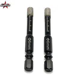 RSMXYO 2PCS 6mm Vaccum Brazed Diamond Dry Drill Bits Hole Saw Cutter  Granite Marble Ceramic Tile Glass Power Tools Accessories