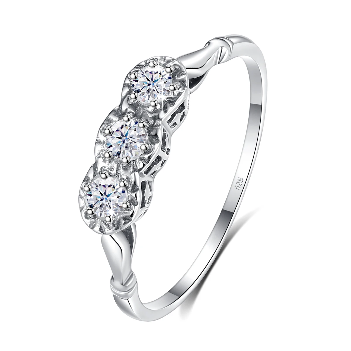 

3 Stone Rings For Woman 3mm D Color Moissanite With Certificate 100% 925 Sterling Silver Luxury Designer Engagament Jewelry Sale