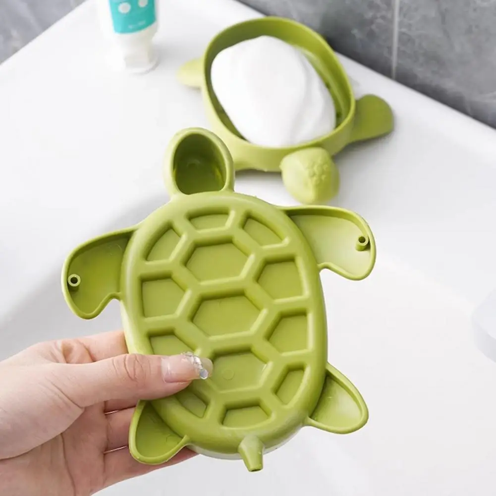 Easy Draining Soap Holder Anti-slip Soap Box Cute Turtle Shape Soap Holder Tray Anti-slip Bathroom Storage for Home for Shower