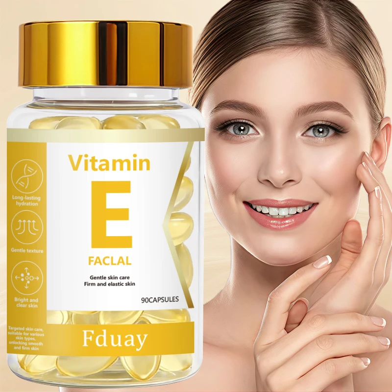 Vitamin E Facial Essence Capsule with Retinol Jojoba Seed Oil & Collagen for Brighter Skin Moisturizing & Smoothing 0.5ml X 90 C