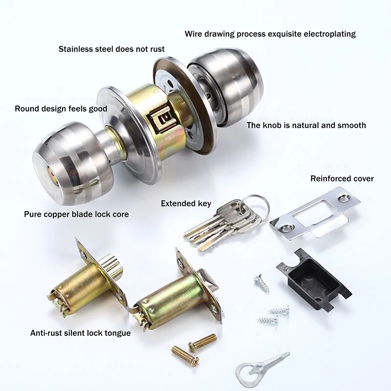 Home Universal Door Locks Bathroom Bedroom Lock Aluminum Alloy Door Handles Replacement Door Lock Durable Safety