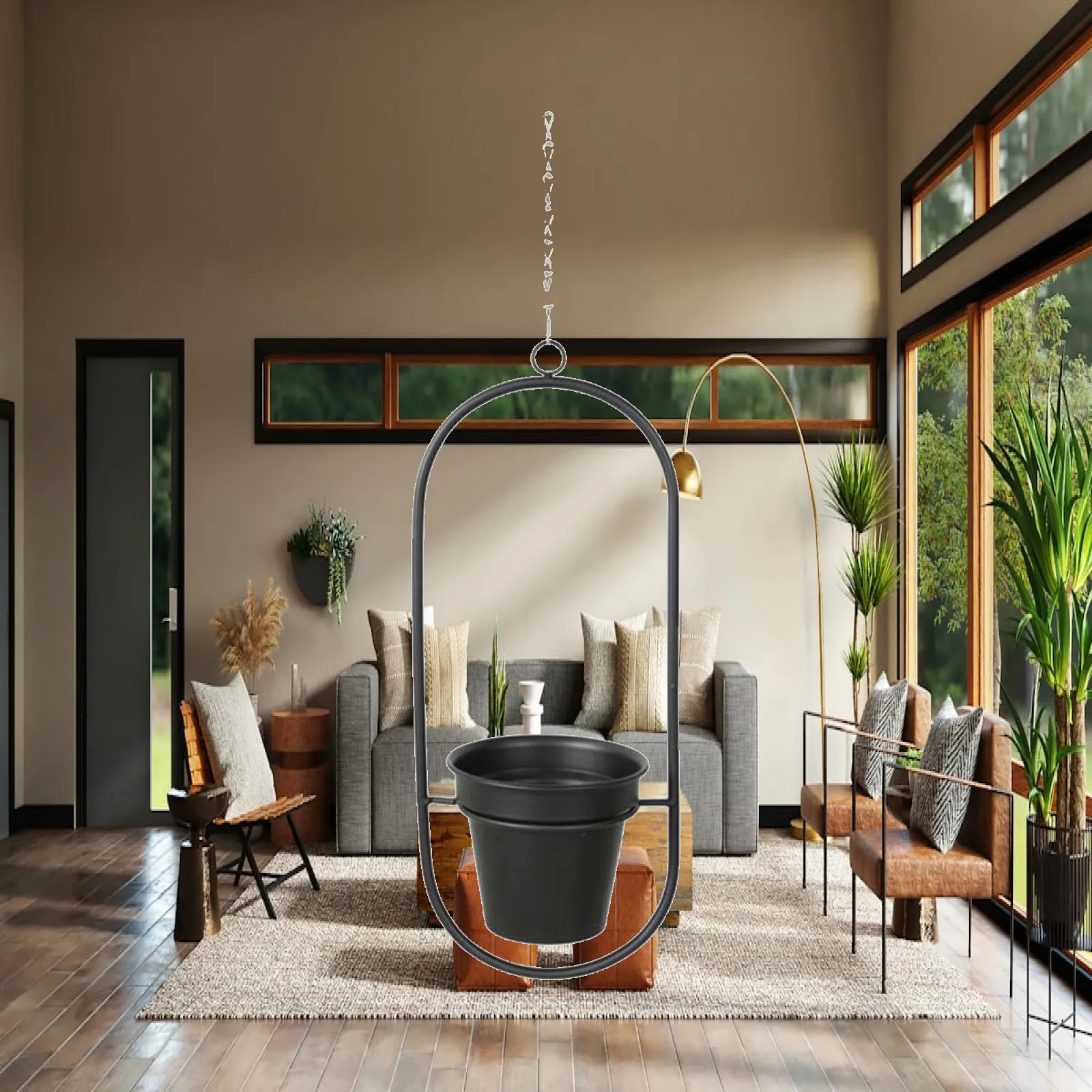Hanging Basket Large Suspended Metal Planter Simple Home Decor Hanging Flower Pot for Balcony Flower Pots Indoor