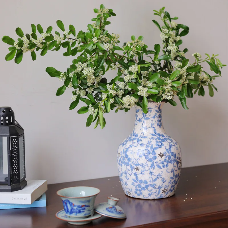 Imagem -05 - País Francês Retro Vaso de Porcelana Vaso de Cerâmica Flores do Crack Velho Dispositivo de Flor Hidropônica Azul e Branco Decoração de Rede Vermelha