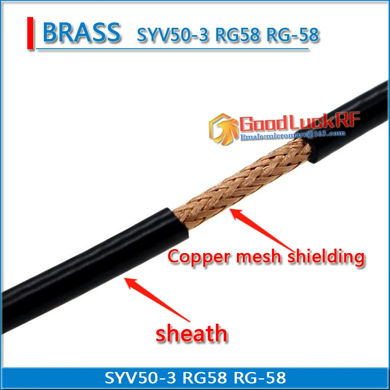 50ohm RG58 RG58U shielded cable high frequency SYV-50-3 Flexible coaxial cable RF line pure copper 50-3 feeder