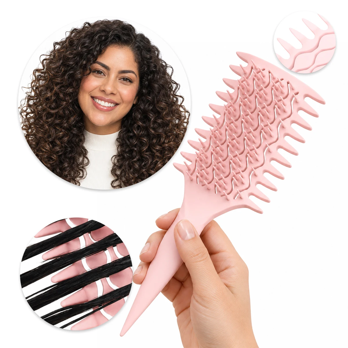 Breathable Springy Hollow Curved Teeth Comb, Anti‑Static Scalp Massage Wet & Dry Salon‑Grade For Home Hair Styling