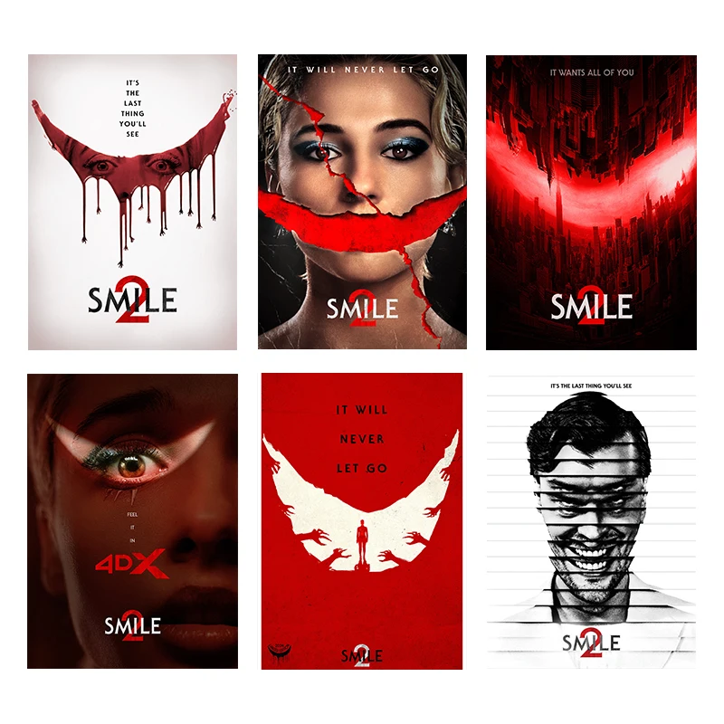 Amerika-Horrorfilme Smile 2, Poster, Thriller-Filmdrucke, Leinwandgemälde, Wandkunst, Bilder, Heimkino, Zimmer, moderne Dekoration