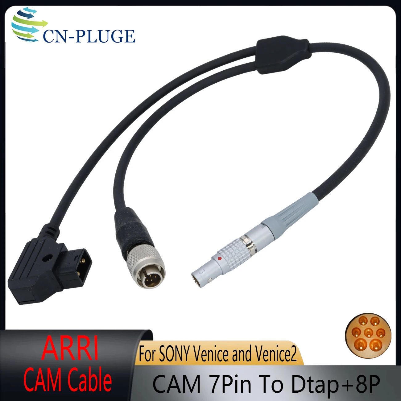 ARRI cforce RF/RIA-1 Cable CAM (7p) to Sony Remote (8p)+D-Tap Power Supply for SONY Venice and Venice 2/F5/F55 Run/Stop Cables