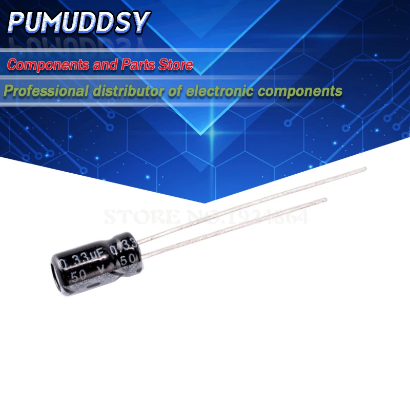 

50PCS Higt quality 50V0.33UF 5*11mm 0.33UF 50V 5*11 Electrolytic capacitor