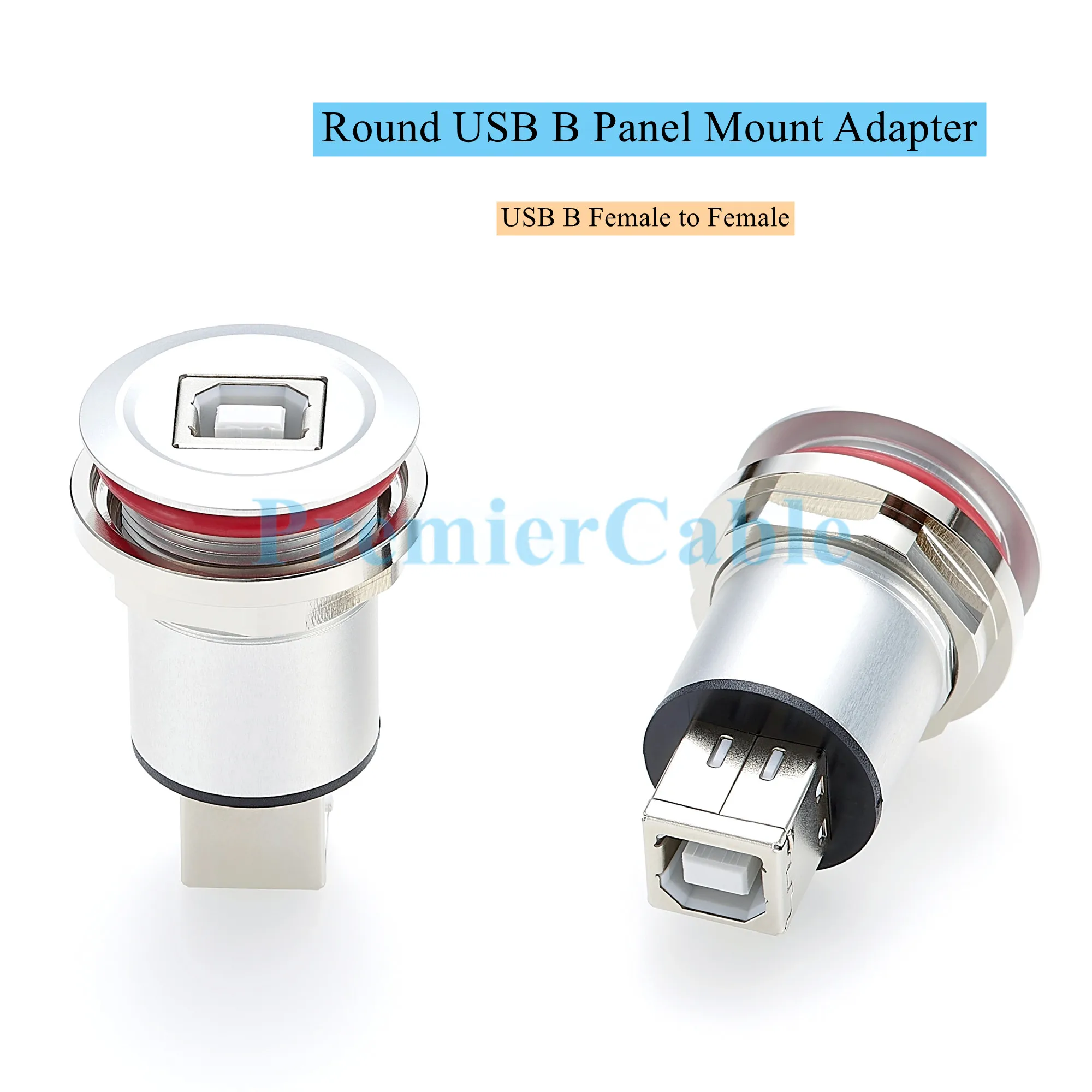 Round USB B 2.0 Panel Mount Solderless Connector USB Type B Female to Female Coupler Socket Panel Mount Pass Through Adapter