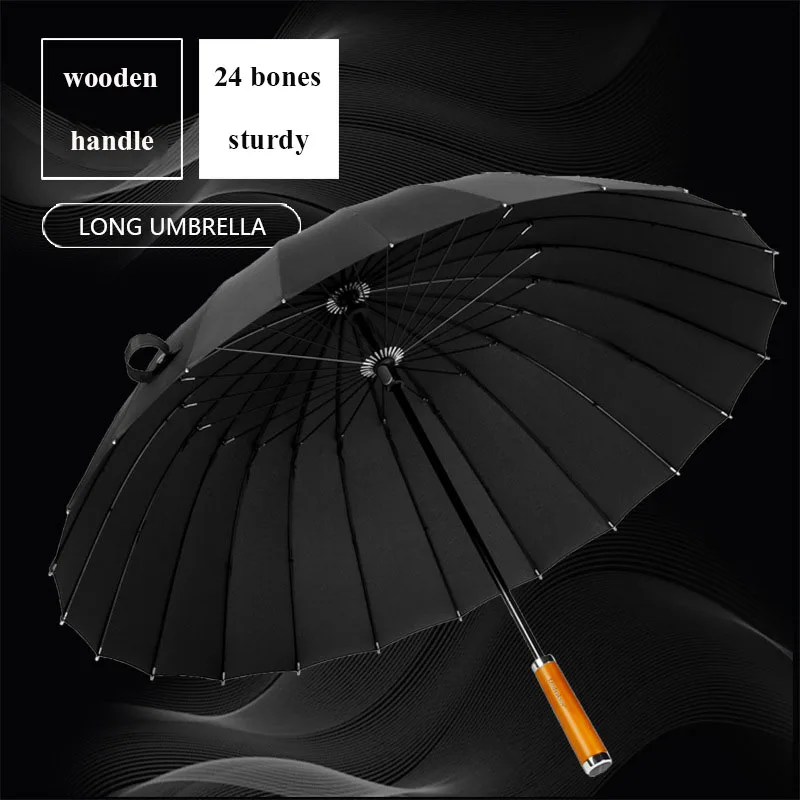 Men's Umbrella 24 Bone Long Handle Reinforced Wind Resistant Straight Handle Manual Men's Business Umbrella