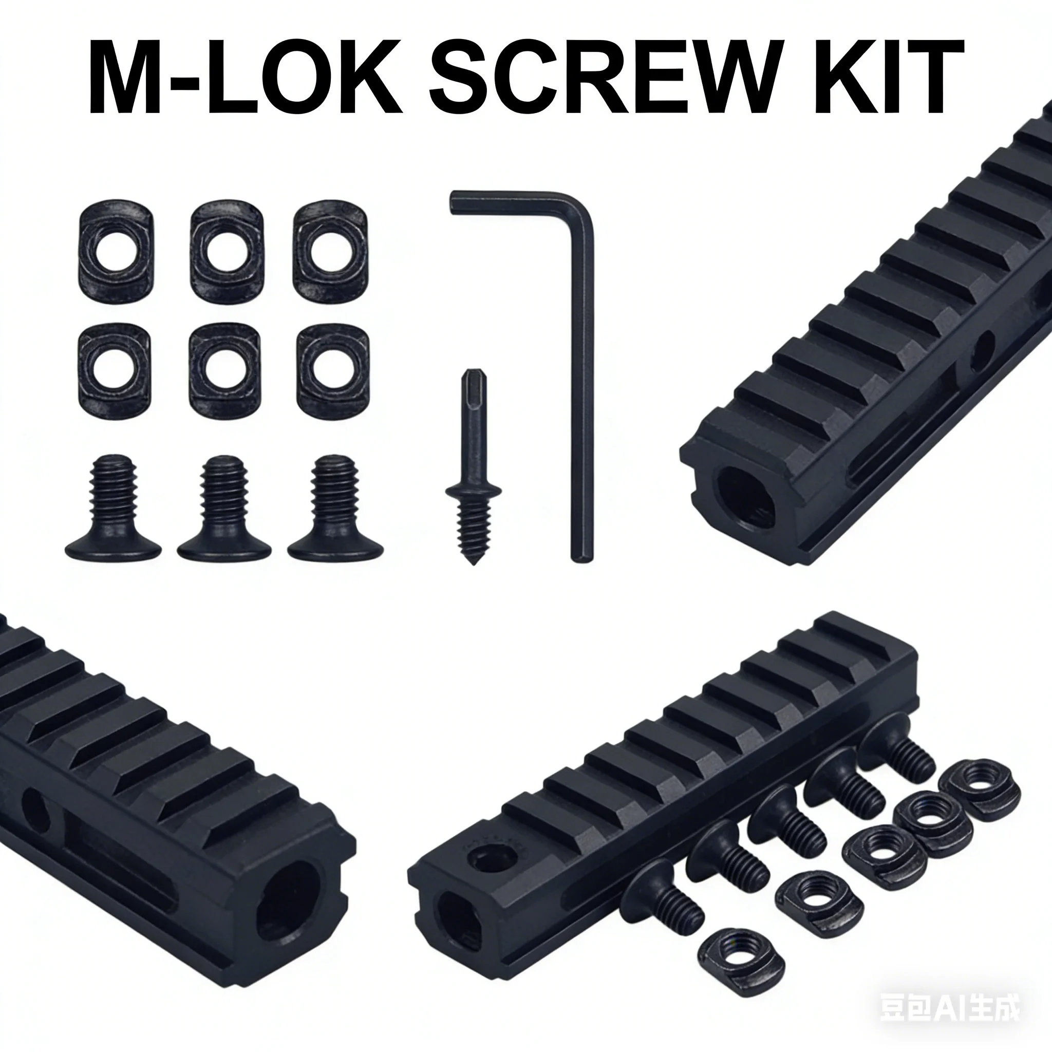 1000sets/box Carbon Steel Mlok Screw Key Screw Tactical Supplies Screw Accessories Nut M4 M5 Nut