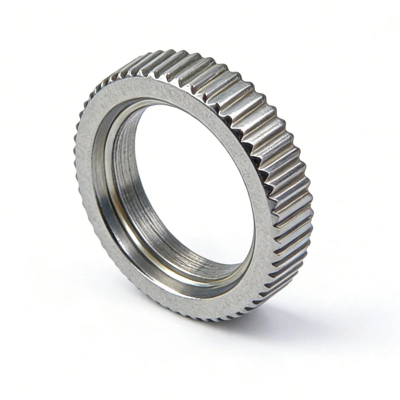 Custom Stainless Steel Outer Knurled Circular Nut CNC Lathe Machined Knurling Locking Ring CNC Machining Parts OEM Metal