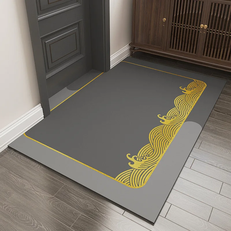 Entrance Doormats New Chinese Style Colorful Leather Carpet Mud Dusting Wear-resistant Rug Rubber Non-slip Machine Washalbe Mat