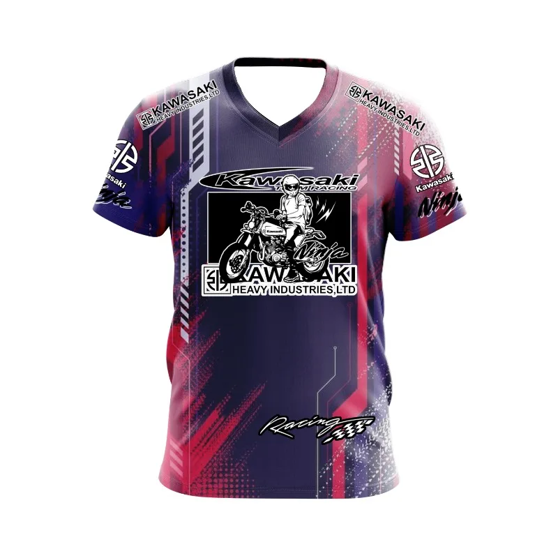 2025 الصيف دراجة نارية الرياضة كاواساكي دراجة نارية فريق شعار في الهواء الطلق على الطرق الوعرة المنافسة المشجعين الرجال سباق الدراجات النارية تي شيرت #1